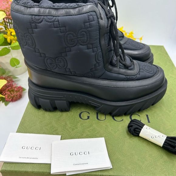 Gucci Black Quilted Rain & Snow Boots
